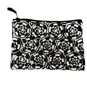 ANTHROPOLOGIE Black and White Beaded Clutch